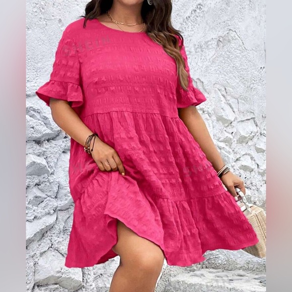 SHEIN LUNE Plus Size Bell Sleeve Smock Dress Hot Pick Size 4XL - Picture 4 of 10